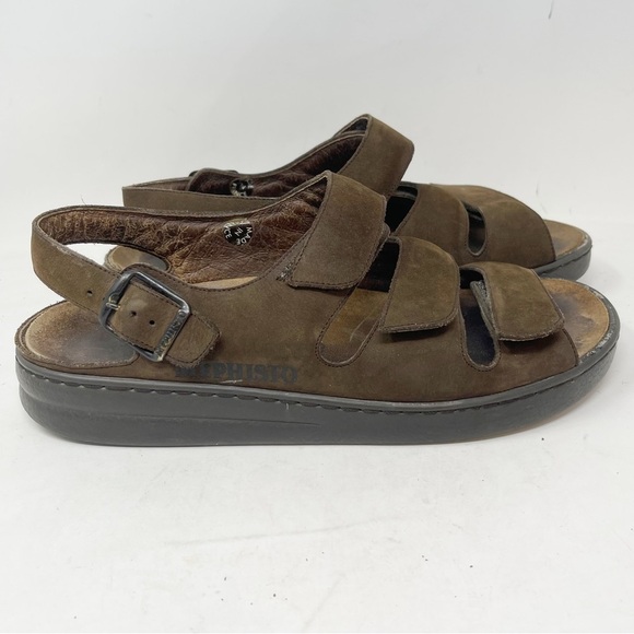 MEPHISTO MOBILS Men’s Brown Suede Three Strap Cork Footbed Sandals Size 43 US 13 - Picture 2 of 14